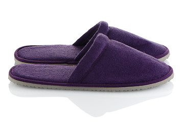 Image showing A pair of purple slippers