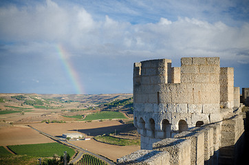 Image showing Stone tower of Penafiel Castle, Spain