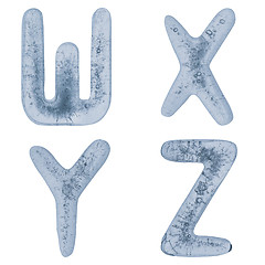 Image showing Letters W, X, Y and Z in ice