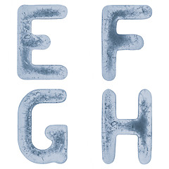 Image showing Letters E, F, G and H in ice