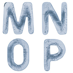 Image showing Letters M, N, O and P in ice