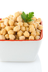 Image showing Closeup of a bowl with boiled chickpeas