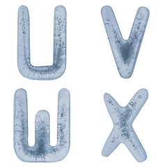 Image showing Letters U, V, W, and X in ice