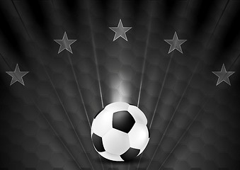 Image showing Black abstract soccer football background with stars