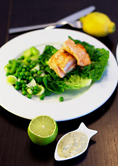 Image showing Roasted Salmon and Vegetables