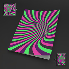 Image showing A4 Business Blank. Abstract Striped Background. Optical Art. 