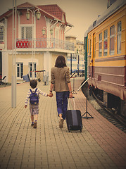 Image showing family retro travel