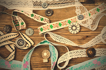 Image showing ribbons, lace, tape and buttons