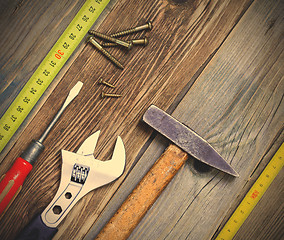 Image showing still life with vintage locksmith tools