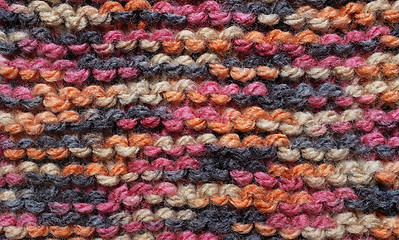 Image showing Close-up of garter stitch in multi-colored wool