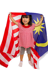 Image showing Asian Chinese Little girl with Malaysia Flag