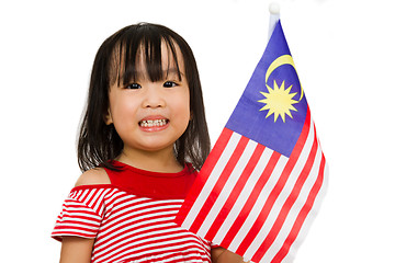 Image showing Asian Chinese Little girl with Malaysia Flag