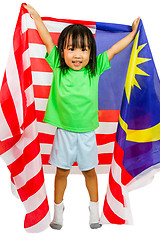 Image showing Asian Chinese Little girl with Malaysia Flag