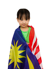 Image showing Asian Chinese Little girl with Malaysia Flag