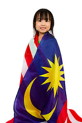 Image showing Asian Chinese Little girl with Malaysia Flag