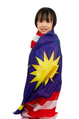 Image showing Asian Chinese Little girl with Malaysia Flag