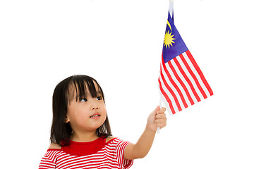 Image showing Asian Chinese Little girl with Malaysia Flag