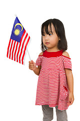 Image showing Asian Chinese Little girl with Malaysia Flag