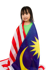 Image showing Asian Chinese Little girl with Malaysia Flag