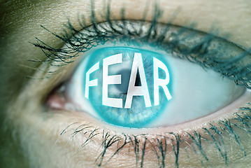 Image showing eye with blue text FEAR