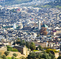 Image showing from high in the village morocco africa field and constructions