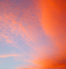 Image showing sunrise in the colored sky white soft clouds and abstract backgr