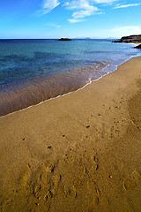 Image showing coast people stone   spain  water in lanzarote  