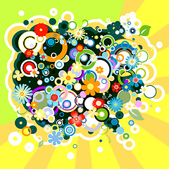 Image showing abstract colorful background with flowers and circles