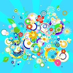 Image showing abstract colorful background with flowers and circles