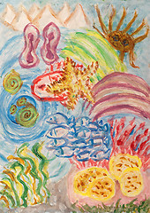 Image showing Underwater world abstract painting
