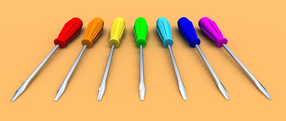 Image showing rainbow screwdrivers