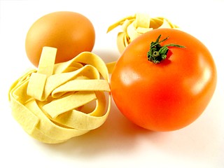 Image showing pasta, tomato and egg