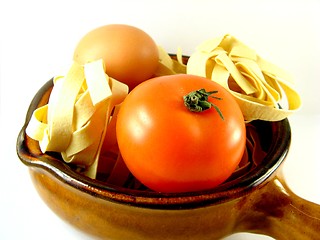 Image showing pasta, tomato and egg