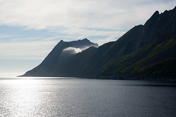 Image showing Mountains Manestind and Olingsskaran, Senja, Norway