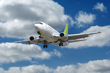 Image showing Airliner and clouds