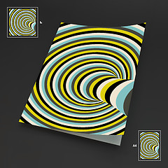 Image showing A4 Business Blank. Abstract Striped Background. Optical Art. 