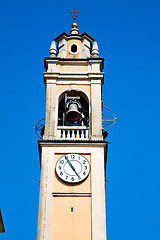 Image showing ancien clock tower in  old  stone and bell