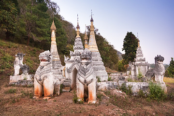 Image showing Ancient buddhist temple, Pindaya, Burma, Myanmar.