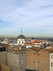 Image showing rooftop view  historic  modern metropolitan Madrid Spain Europe 