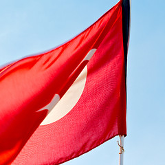 Image showing tunisia  waving flag in the blue sky  colour and wave