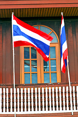 Image showing temple   in  bangkok thailand flag 