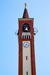 Image showing   clock tower in italy    stone and bell