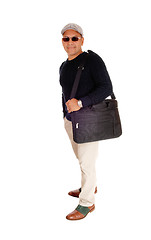 Image showing A Hispanic man his laptop in a bag.