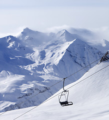Image showing Chair lift at ski resort