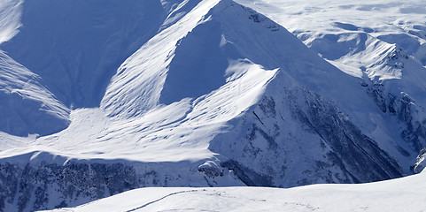 Image showing Snow off-piste slope in high mountains