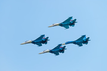 Image showing Group flight of russian pilotage team on SU-27