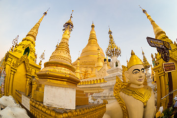 Image showing Swedagon Paya at dawn in Yangon, Myanmar.