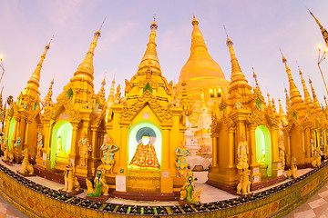 Image showing Swedagon Paya at dawn in Yangon, Myanmar.