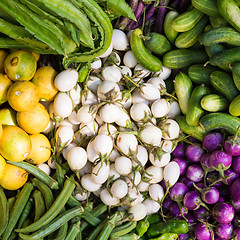 Image showing Fruits and vegetables at a farmers market
