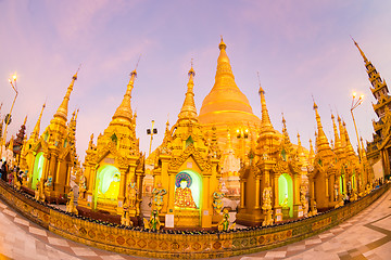 Image showing Swedagon Paya at dawn in Yangon, Myanmar.